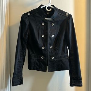 White house black market navy blue button down blazer size 2